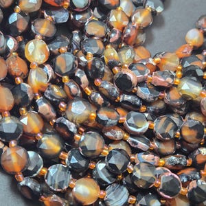 Natural Red  Botswana Agate Gemstone Bead Faceted 10mm Coin Shape Beads, Beautiful Natural Red Orange Color Botswana Beads 15.5"