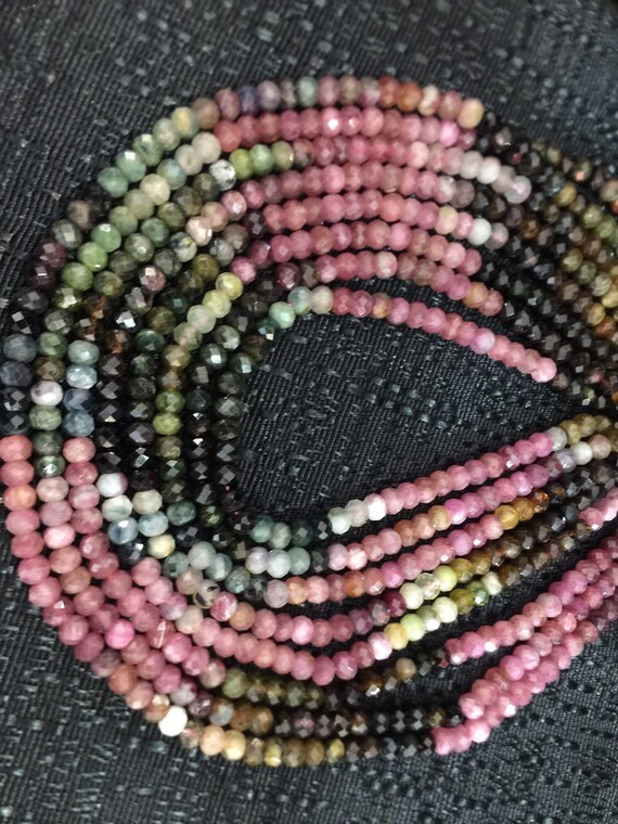AAA Natural Tourmaline Multi Color Gemstone Beads 3.8x2.7mm