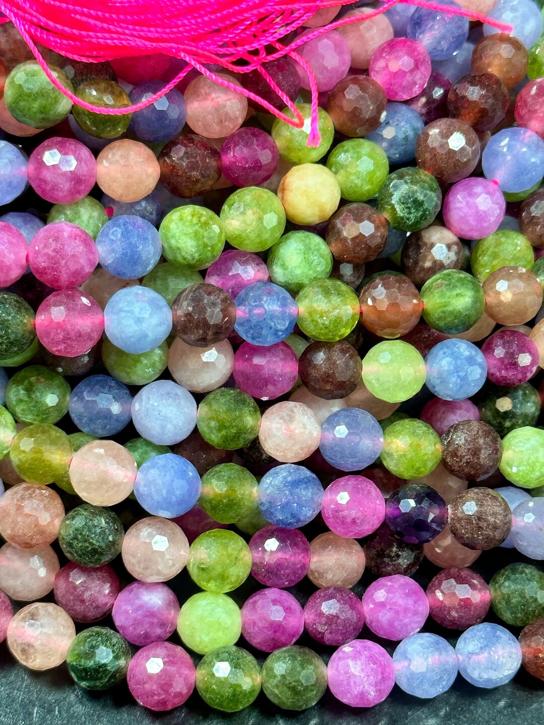 NATURAL Tourmaline Gemstone Bead Faceted 8mm Round Bead,