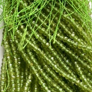AAA Natural Peridot Beads: Faceted Olive Green Gemstone, 2mm, 15.5" Strand