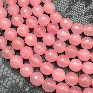 Natural pink Rose jade gemstone bead. round shape stone bead. unique Rose color jade bead. excellent quality. full strand 15.5”
