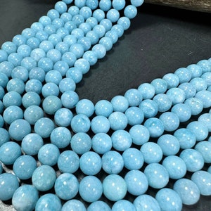 NATURAL Aquamarine Quartz Gemstone Round 8mm Beads. Amazing Blue Color Loose Beads, Excellent Quality Gemstone Beads Full Strand 15.5&quot;
