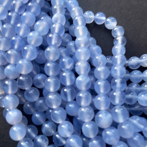 AAA 100% Natural blue chalcedony stone bead. 4mm 6mm 8mm 10mm 12mm super nice quality Gorgeous natural blue chalcedony bead