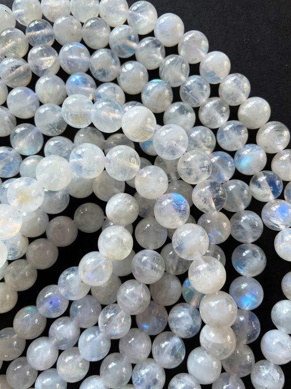 10MM Genuine Natural White Flash Moonstone Beads Grade AAA Round Loose  Beads