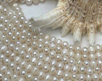 AAA Natural Freshwater Pearl Beads, 4mm 5mm, 6mm, 8mm, 9-10mm,11-12mm round Shape Beads, Beautiful natural white fresh water pearl bead. 14”