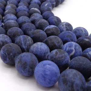 NATUURLIJKE edelsteen: blauw sodaliet, mat rond 6 mm 8 mm 10 mm 12 mm, volledige streng 16" Hoe dan ook niet behandeld! AAA-kwaliteit!
