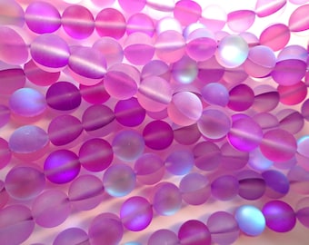 Mermaid Glass Beads, 6mm,8mm,10mm, beads, Round Beads, Matte Rainbow Purple Beads, Great Quality Beads, Full Strand 15.5 inches,