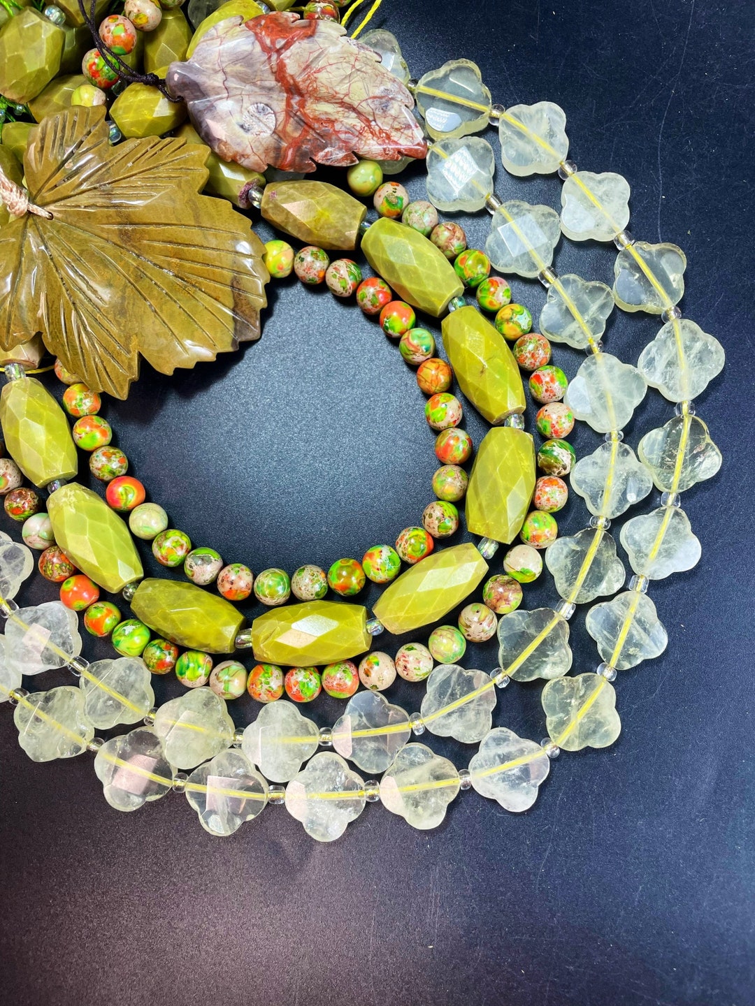 NEW! BULK SET! Natural Multi Gemstone Beads Set. 13x20mm Green Opal ...