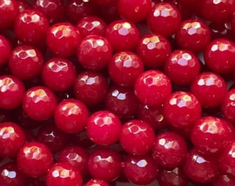 Perles De Pierre Jade Boules 8mm Rouge Vif - Lot De 10 Pièces, Marque Homemade, Neuf