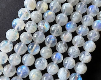 AAA Natural blue flash moonstone 4mm 6mm 8mm 10mm 12mm rainbow moonstone. Gorgeous natural blue flash color .Great quality rainbow moonstone