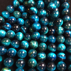 AAA tiger eye bead . Turquoise blue color gemstone beads . Gorgeous tiger eye stone bead . 4mm 6mm 8mm 10mm 12mm. Round bead . 15.5 strand image 8