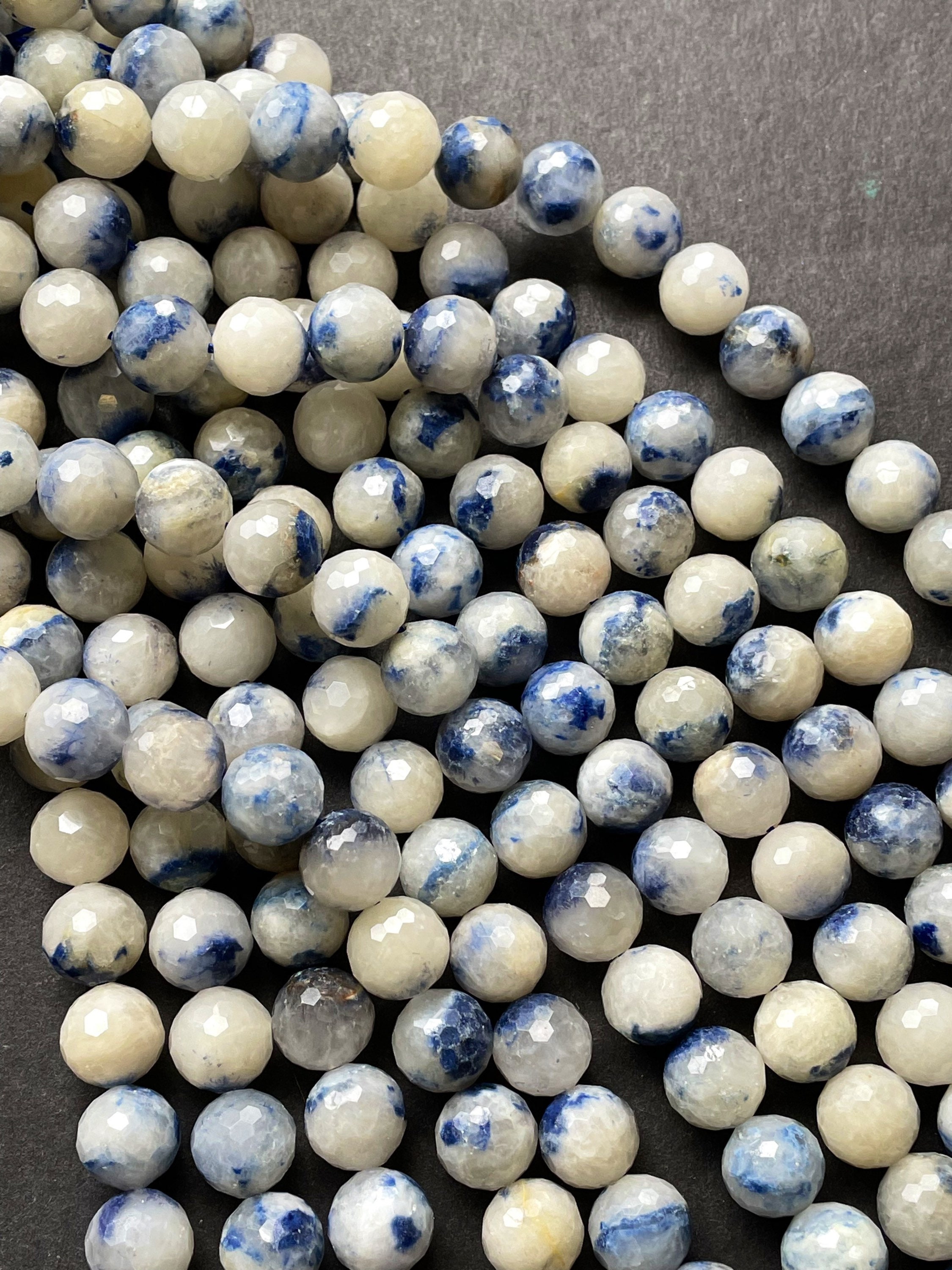 Natural Blue Rutilated Stone Bead. 6mm 8mm 10mm Round Bead. Beautiful ...