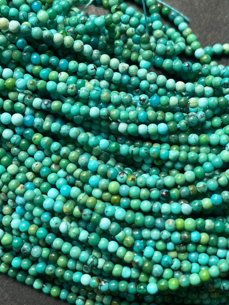 AA natural turquoise stone bead. 4mm round bead . Gorgeous natural blue turquoise gemstone bead. Real nice quality zdjęcie 10