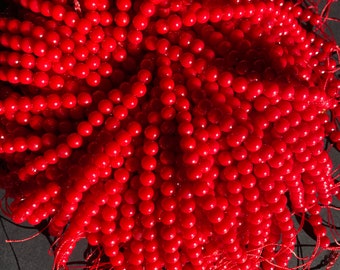 Natural bamboo coral 2mm 4mm 6mm 8mm 10mm red  coral bead . Gorgeous red color bead. High quality coral gemstone bead. 15.5” strand