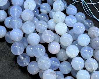 Natural Chalcedony Gemstone Bead.  Smooth Round Bead. 4mm 6mm 8mm 10mm 12mm Round Bead. Excellent Quality. Full strand 15.5”