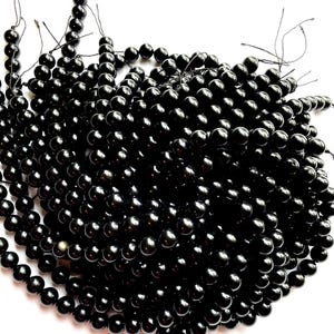 AAA black tourmaline stone bead. 4mm  6mm 8mm 10mm 12mm round bead. Beautiful natural black tourmaline bead. Great quality gemstone. 15.5”