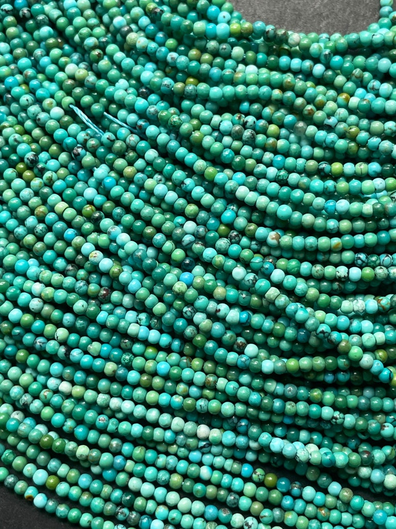 AA natural turquoise stone bead. 4mm round bead . Gorgeous natural blue turquoise gemstone bead. Real nice quality zdjęcie 7