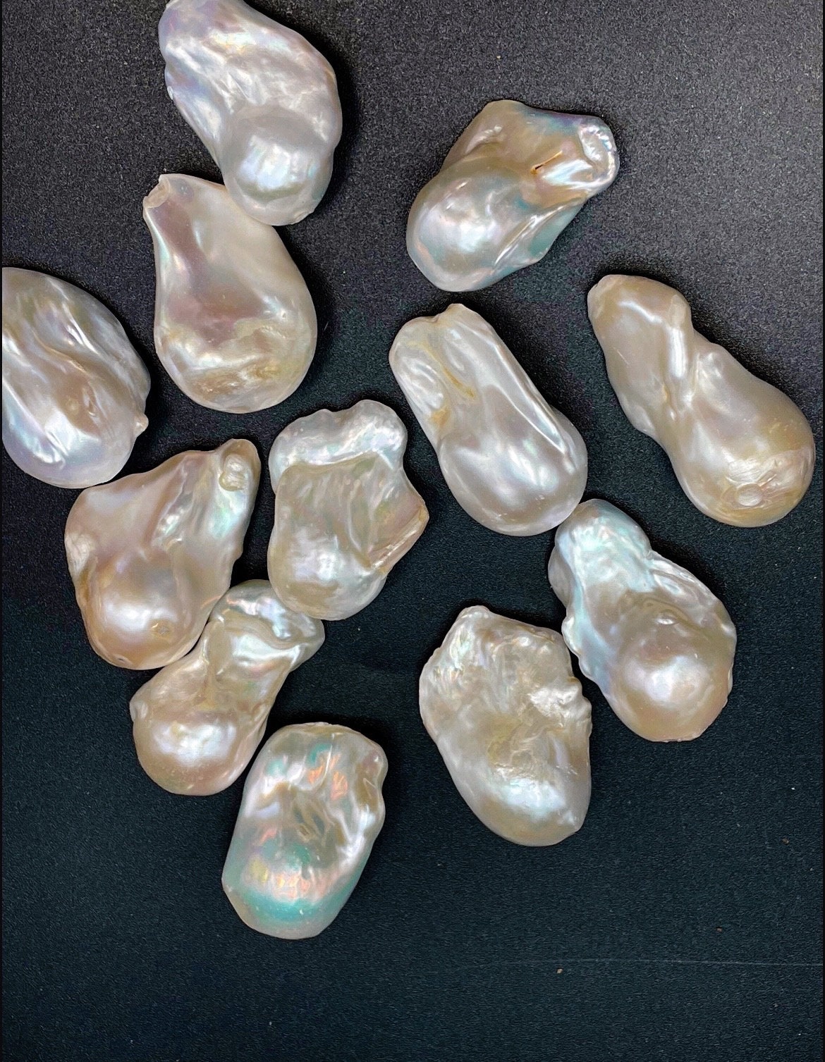 Collana Di Perle Naturali Barocche Bianche Biwa 17 Pollici - Fatte A Mano, Con Ciondolo Foto - Foto 2