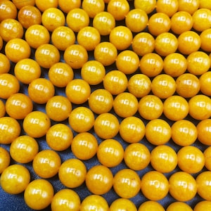 AAA Natural Yellow Jade Gemstone Beads - 6mm 8mm 10mm Round Beads - Beautiful Natural Yellow Color Gemstone Bead - Full Strand Length 15.5”