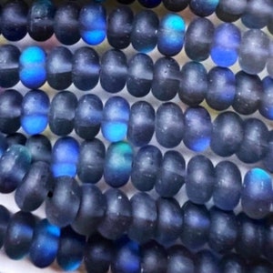 Mystic Aura Quartz, 4x6mm, 5x8mm Black Synthetic Glass Moonstone Beads, Rondelle Shape, Full strand 15&quot; High Quality!!!