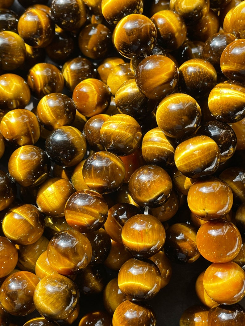 AAA Natural tiger eye stone bead . 4mm 6mm 8mm 10mm 12mm round bead. Gorgeous golden brown color tiger eye . Great quality gemstone . 15.5 image 1
