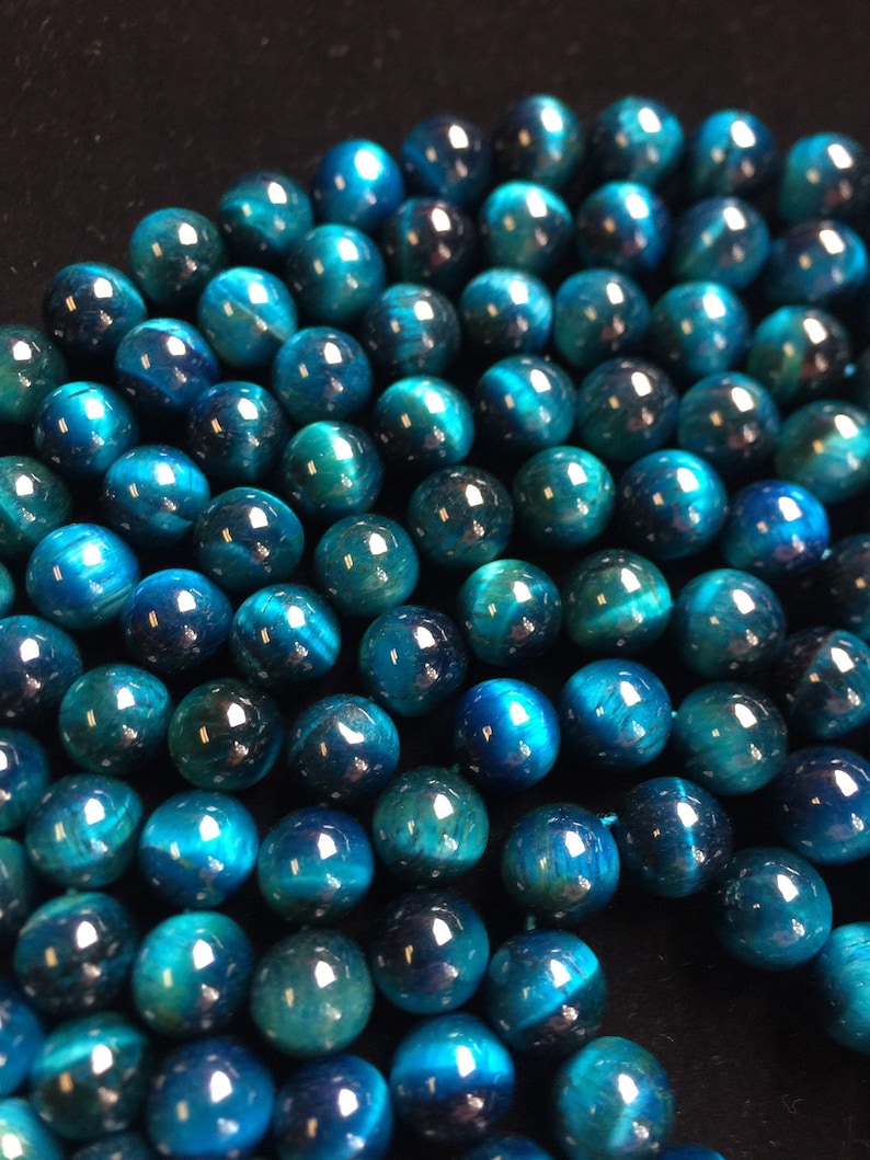AAA tiger eye bead . Turquoise blue color gemstone beads . Gorgeous tiger eye stone bead . 4mm 6mm 8mm 10mm 12mm. Round bead . 15.5 strand image 2
