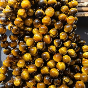 AAA Natural tiger eye stone bead . 4mm 6mm 8mm 10mm 12mm round bead. Gorgeous golden brown color tiger eye . Great quality gemstone . 15.5 image 10