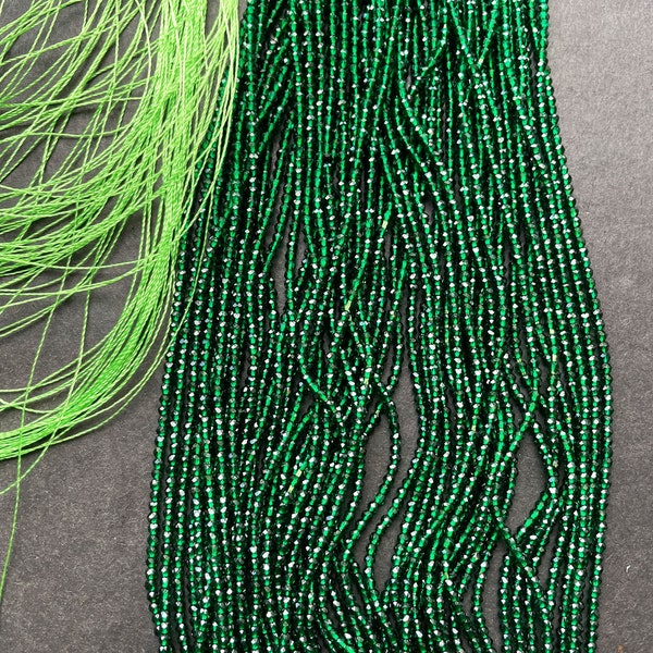 Beautiful crystal glass beads. 2mm faceted Round bead. Real nice quality beautiful green jade color crystal bead. Full strand