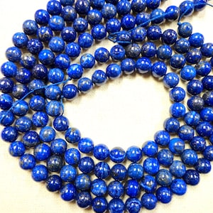 Perle en pierre de lapis-lazuli 100 % naturelle AAA 4 mm 6 mm 8 mm 10 mm . Superbe perle en lapis-lazuli bleu naturel. brin complet 15,5 po.