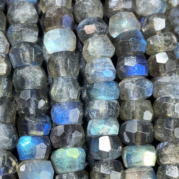 AAA natural rainbow labradorite stone bead. Faceted 6x9mm Rondell Shape bead. Gorgeous natural rainbow labradorite high quality gemstone