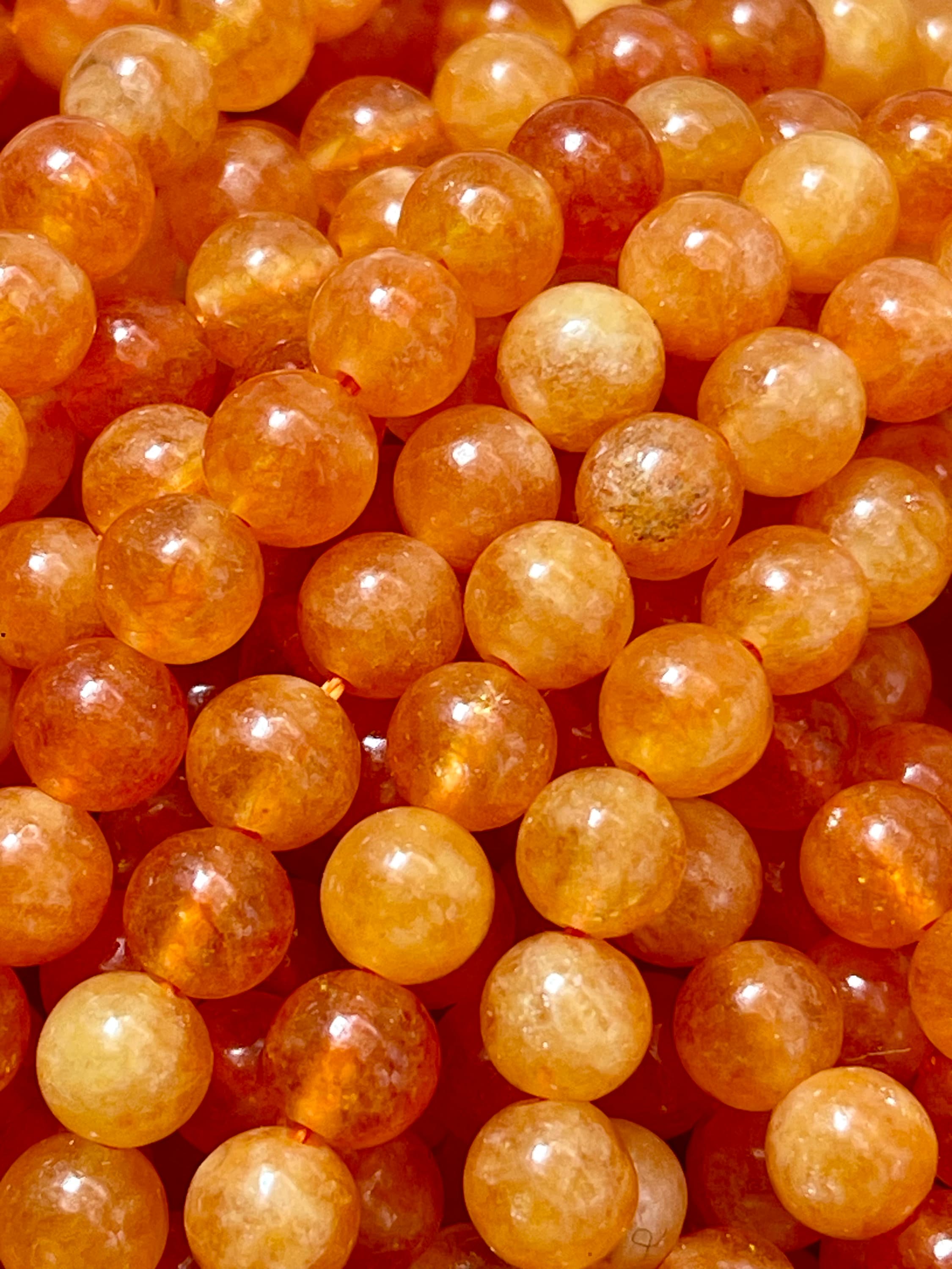Natural Orange Jade Gemstone Bead 6mm 8mm Round Beads, Beautiful Orange Color Jade Gemstone Beads, Great Quality Jade Bead Full Strand 15.5"