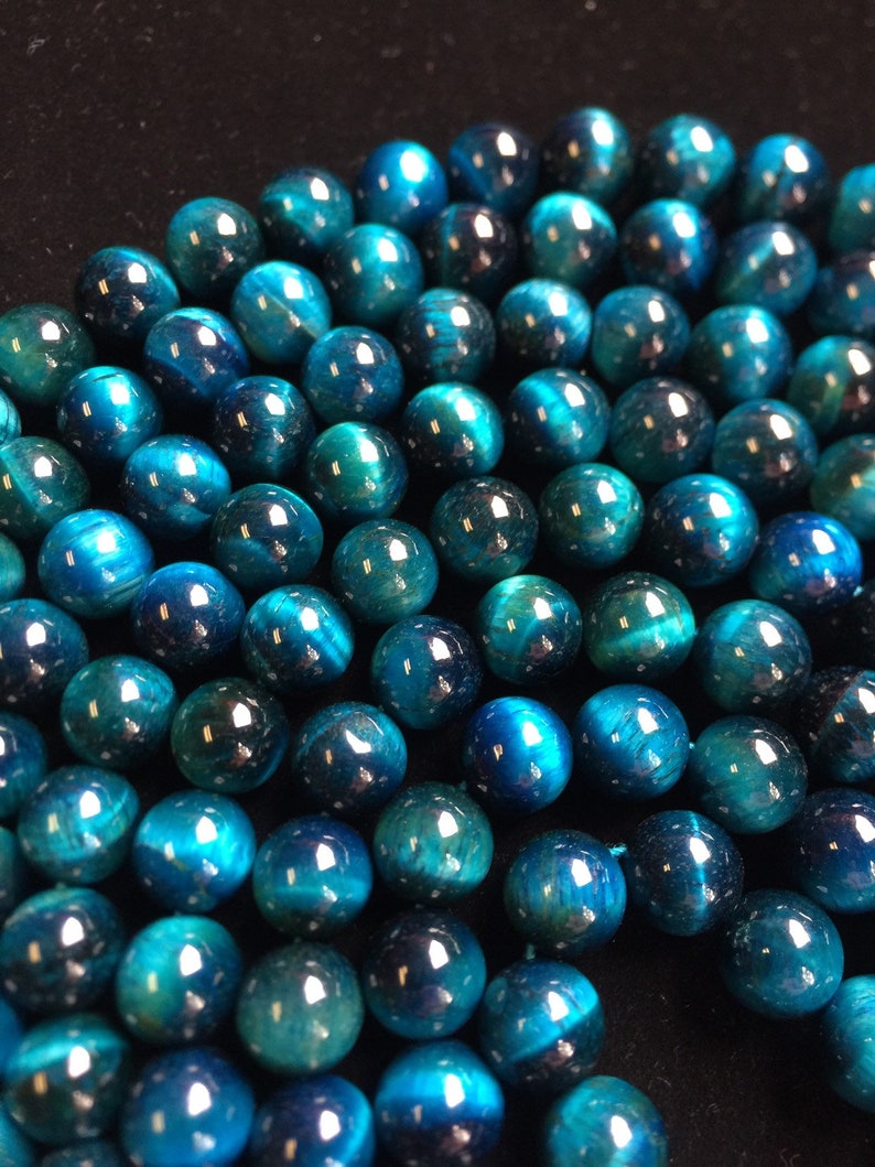 AAA tiger eye bead . Turquoise blue color gemstone beads . Gorgeous tiger eye stone bead . 4mm 6mm 8mm 10mm 12mm. Round bead . 15.5 strand image 10