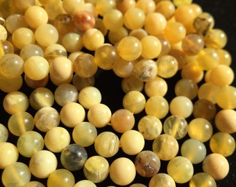 AAA yellow opal beads . 100% Natural yellow opal gemstone bead . 6mm 8mm 10mm round gemstone bead . Gorgeous natural yellow opal bead .
