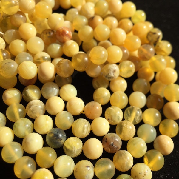 AAA yellow opal beads . 100% Natural yellow opal gemstone bead . 6mm 8mm 10mm round gemstone bead . Gorgeous natural yellow opal bead .