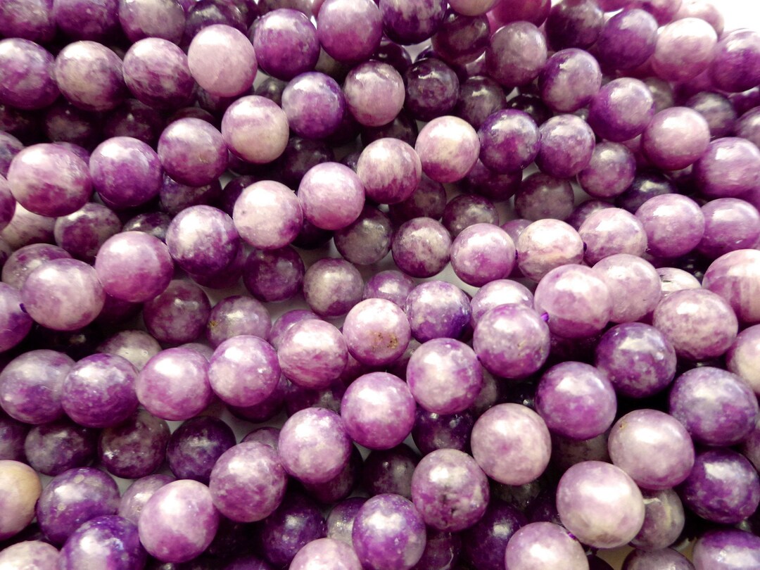 thumbnail image 2 of GEM-inside 6mm & 8mm Natural Lepidolite Round Loose Beads For Jewelry Making (Purple, 15" Strand) 2 of 6