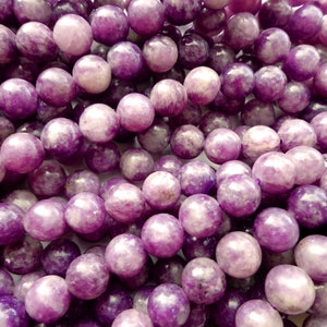 AAA Natural Lepidolite Gemstone Beads, 6mm,8mm,10mm Smooth Round Shape Beads, Beautiful Purple Beads, Great Quality Bead! Full length 15.5&quot;