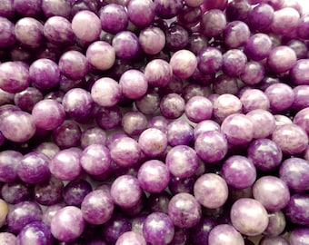 AAA Natural Lepidolite Gemstone Beads, 6mm,8mm,10mm Smooth Round Shape Beads, Beautiful Purple Beads, Great Quality Bead! Full length 15.5"