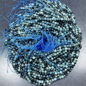 NATURAL Blue Tourmaline Gemstone Bead Faceted 4mm Round Shape Beads. Beautiful Blue Multicolor Loose Tourmaline Gemstone Beads Full Strand