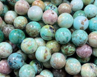 AAA Natural peru turquoise. Bead . 8mm 10mm round bead. Gorgeous natural green brown color turquoise bead. High quality gemstone bead!