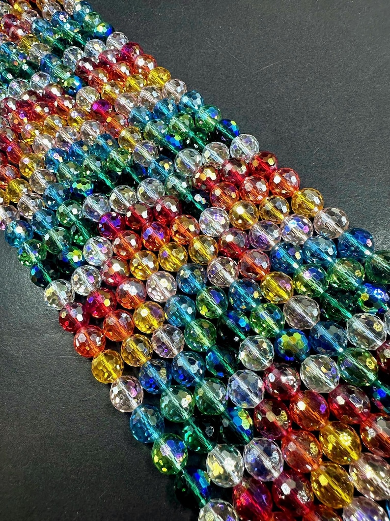 One Colorful R Bead Beautiful Multicolor Rainbow Faceted Round Shape Bead. Stunning Rainbow ...
