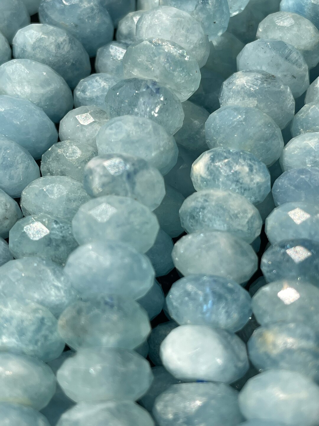 5x8mm Brazilian Blue Faceted Aquamarine Abacus Beads Gemstone