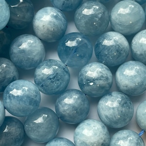 AAA Natural Aquamarine Stone Beads 4mm 6mm 8mm 9mm 10mm 12mm Gorgeous, Clear Blue Aquamarine Gemstone High Quality Gemstone Strand image 9