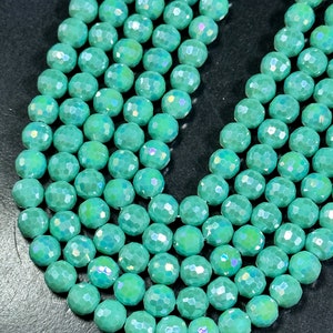 Beautiful Mystic Chinese Crystal Glass Bead Faceted 9mm Round Bead, Gorgeous Iridescent Teal Green Color Crystal Bead, Great Quality Glass image 3