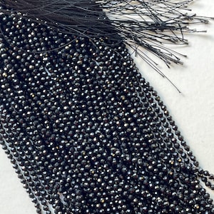 AAA Natural spinel stone bead . 2mm faceted round bead . Beautiful natural black spinel gemstone. High quality. Full strand 15.5”