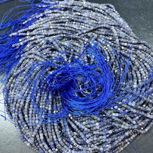 AA Natural tanzanite cube shape gemstone bead. Faceted 2mm tanzanite stone bead . Gorgeous natural blue gray color. Full strand 15.5”