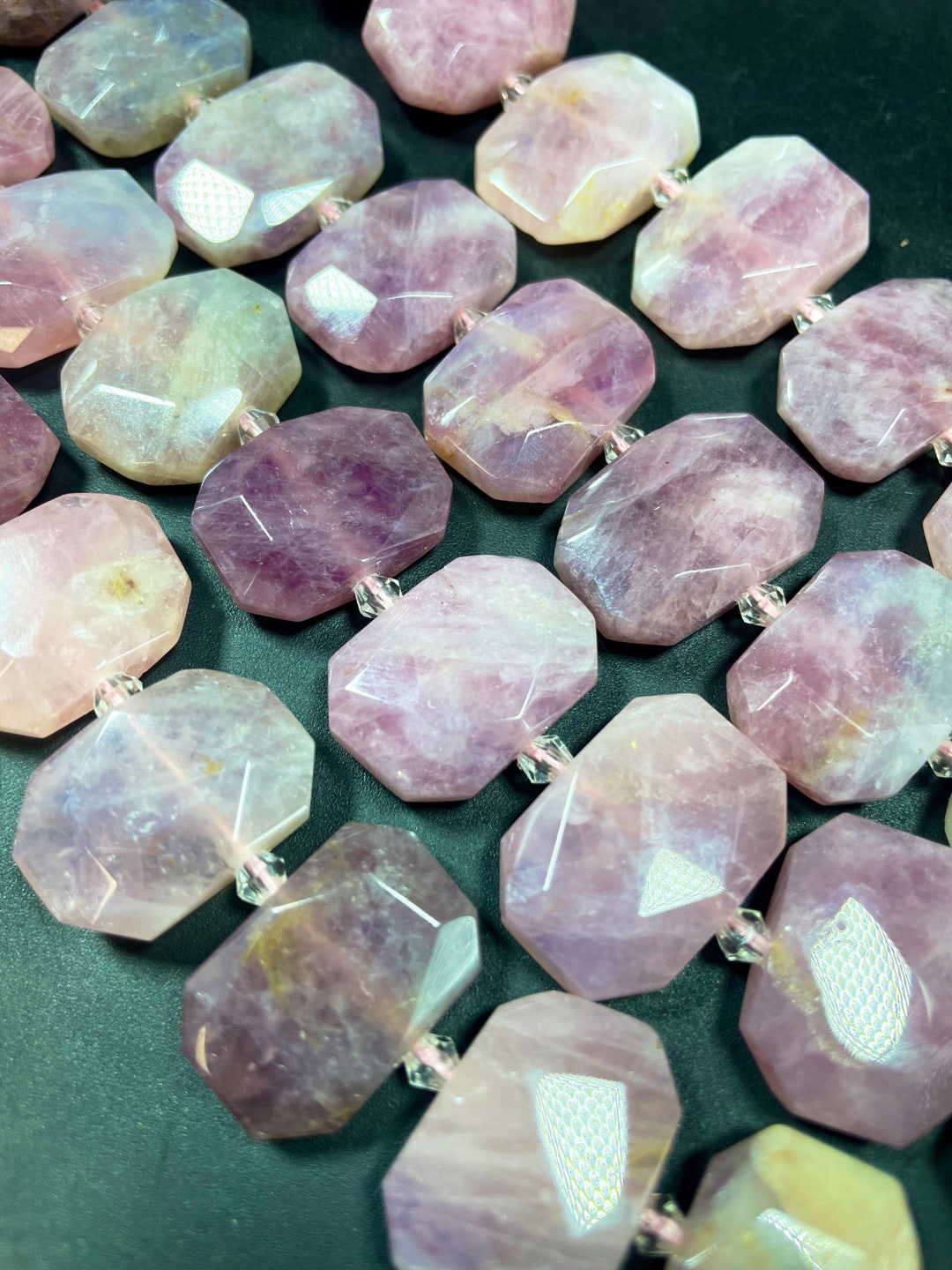 AA Natural Strawberry Quartz Gemstone Bead. Faceted 15x21mm Rectangle Shape . Beautiful Natural