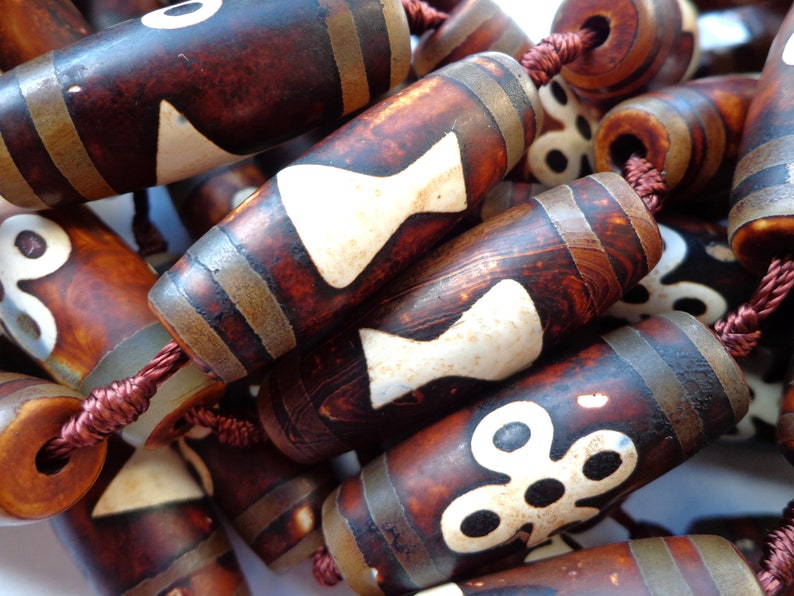 Full length 15.5 Great Quality Beads Tube Shape Beads 40x11mm AAA Natural Tibetan Agate Gemstone Beads Beautiful Brown Beads