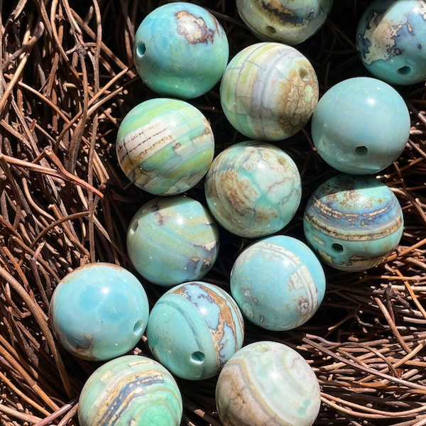Natural dragon skin agate stone bead . 10mm 12mm 14mm round bead . Gorgeous green blue color with brown gemstone bead  . Beautiful bead