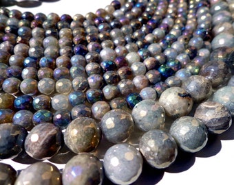 Jewelry Supplies 20 Mystic Labradorite Rondelles L-Lab6 Tiny Gray Beads Twenty Count Faceted 3mm-3.5mm Natural Gemstone Beads