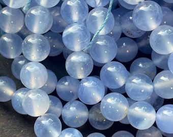 AAA 100% natürliche blaue Chalcedon Steinperle. 4 mm 6 mm 8 mm 10 mm 12 mm super schöne hochwertige Wunderschöne natürliche blaue Chalcedon Perle